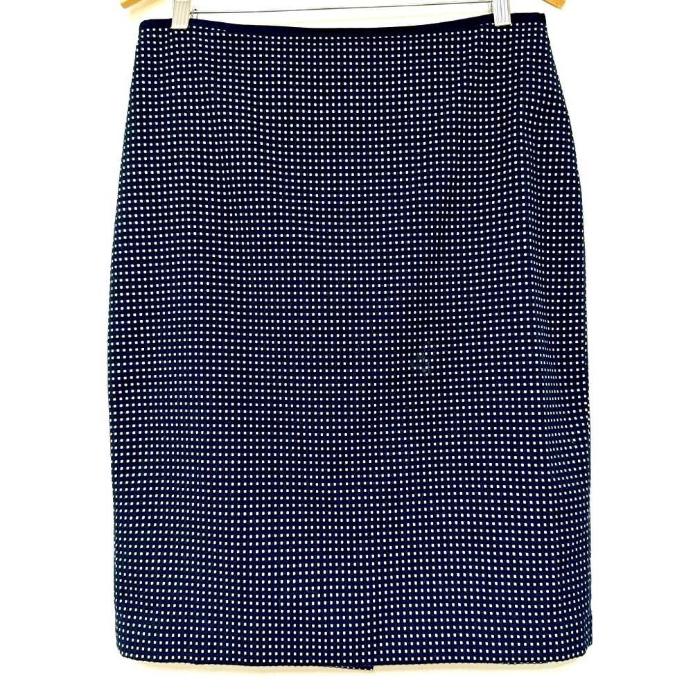 Ann Taylor Black White Geo Check Pattern Women’s Pencil Midi Skirts, Size 10